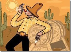 cowboy sipping wine